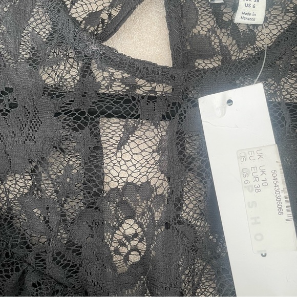 Topshop Black Lace Sleeve Bodycon Dress Size 6 - Picture 7 of 7